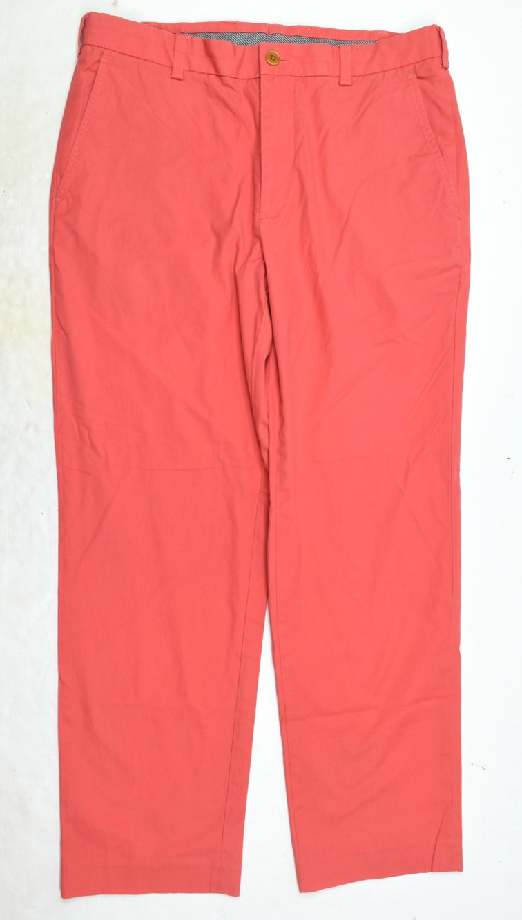 Brooks Brothers Clark Chino Pants Mens 34x30 Coral Pink Straight Leg Stretch